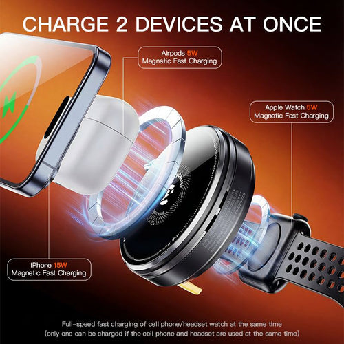 Multi-device magnetic fast charging for iPhone, AirPods, and Apple Watch