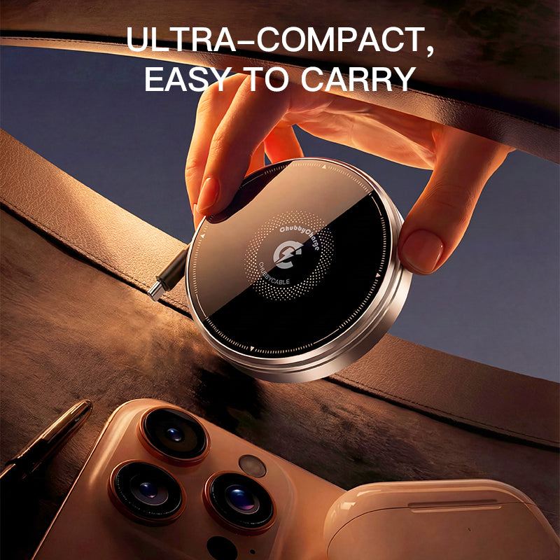 Compact and portable magnetic wireless charger held in hand