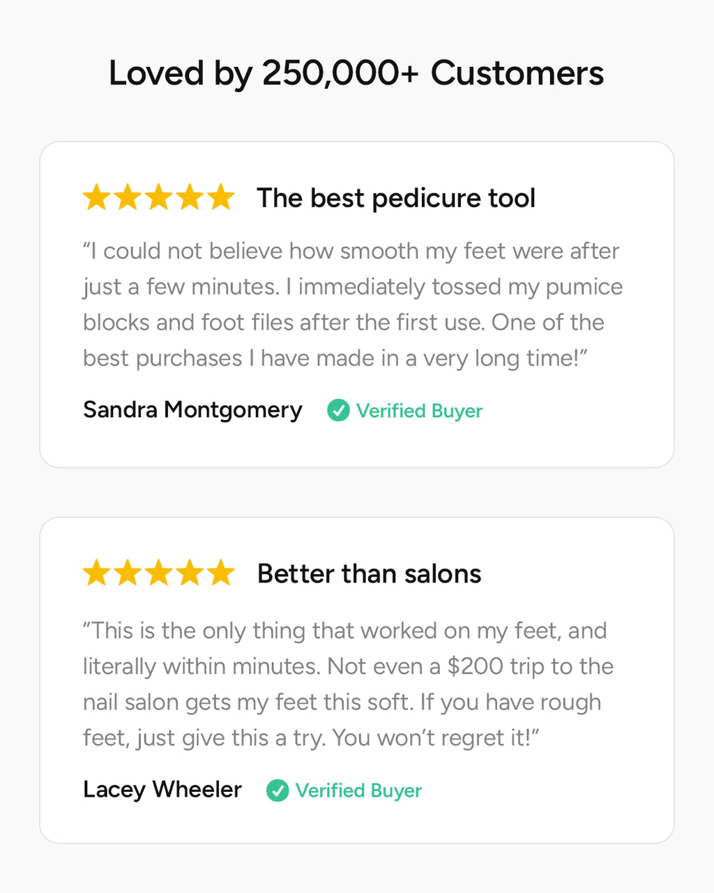 Two featured 5-star reviews out of 250,000+ happy Nuvé customers