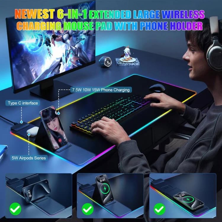RGB Dual-Charger Mouse Pad